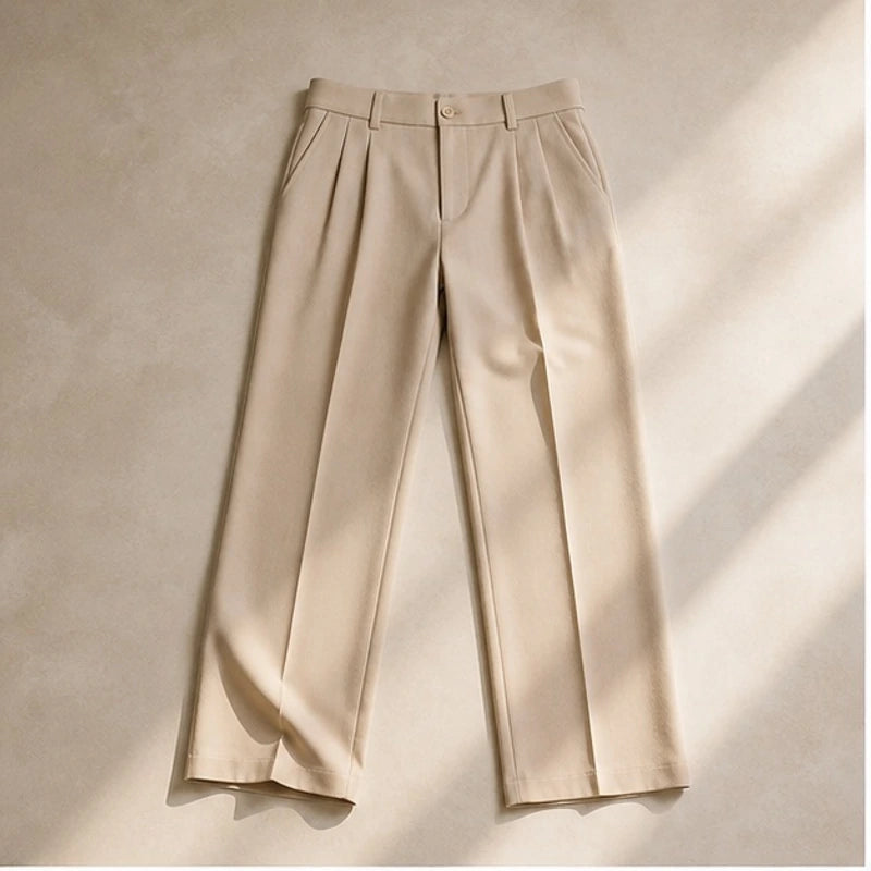 Mercer Men's Pleated Wide Straight-Leg Pants - Cream - Men's Clothing > Pants > Tailored Wide-Leg Pants - Eric Muller - Image 1