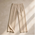 Mercer Men's Pleated Wide Straight-Leg Pants - Cream - Men's Clothing > Pants > Tailored Wide-Leg Pants - Eric Muller - Image 1