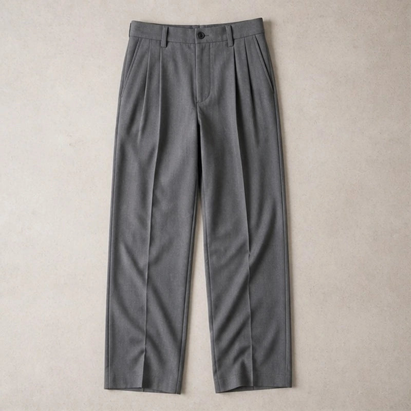 Mercer Men's Pleated Wide Straight-Leg Pants - Gray - Men's Clothing > Pants > Tailored Wide-Leg Pants - Eric Muller - Image 1