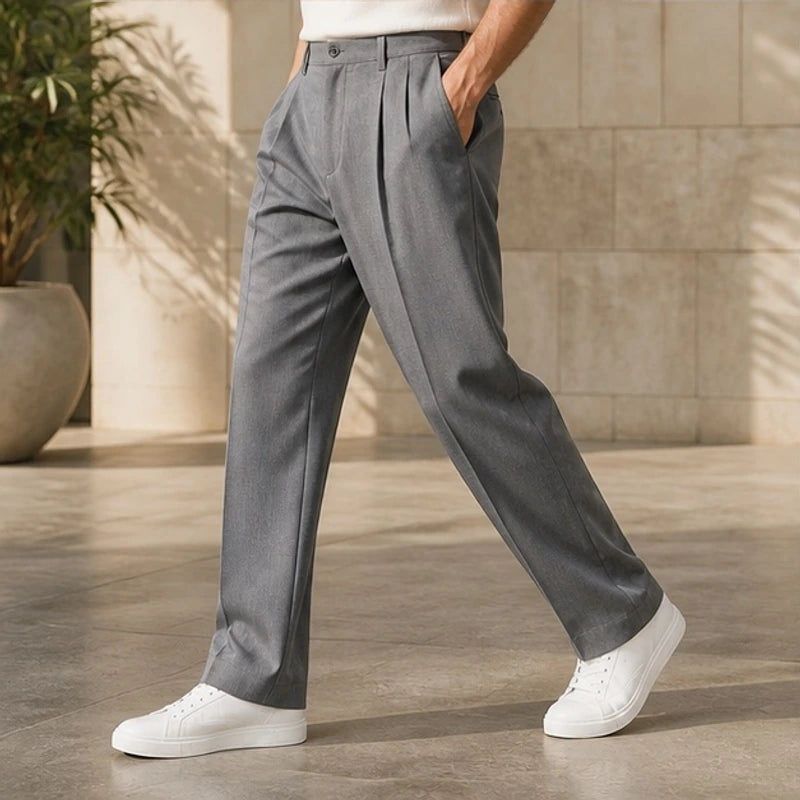 Mercer Men's Pleated Wide Straight-Leg Pants - Gray - Product Type: Pants - Eric Muller - Image 4