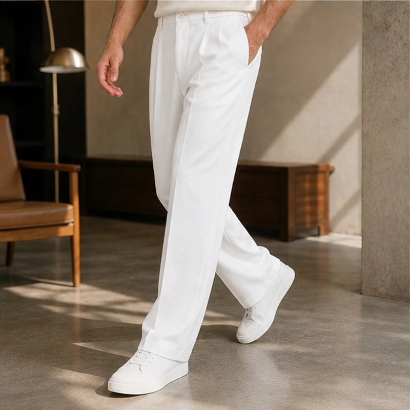 Mercer Men's Pleated Wide Straight-Leg Pants - White - Product Type: Pants - Eric Muller - Image 4