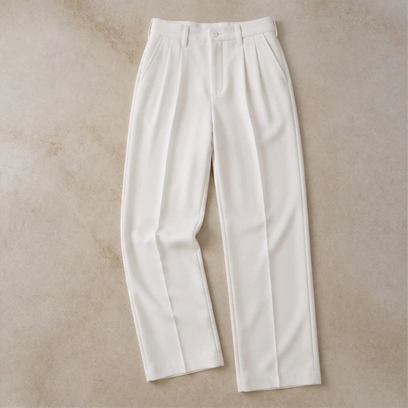 Mercer Men's Pleated Wide Straight-Leg Pants - White - Men's Clothing > Pants > Tailored Wide-Leg Pants - Eric Muller - Image 1