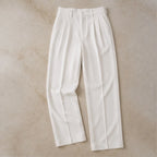 Mercer Men's Pleated Wide Straight-Leg Pants - White - Men's Clothing > Pants > Tailored Wide-Leg Pants - Eric Muller - Image 1