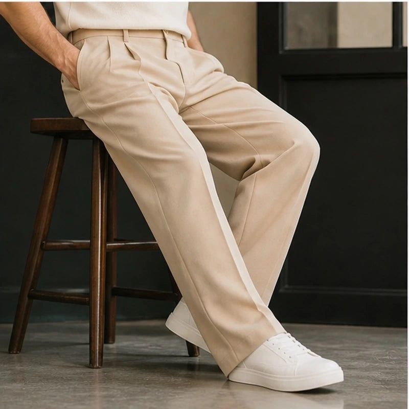 Mercer Men's Pleated Wide Straight-Leg Pants - Cream - Product Type: Pants - Eric Muller - Image 4