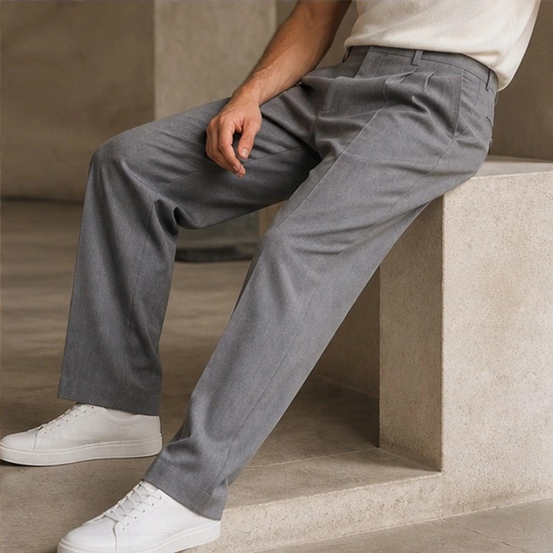 Mercer Men's Pleated Wide Straight-Leg Pants - Gray - Shopping Category: Bottoms - Eric Muller - Image 5