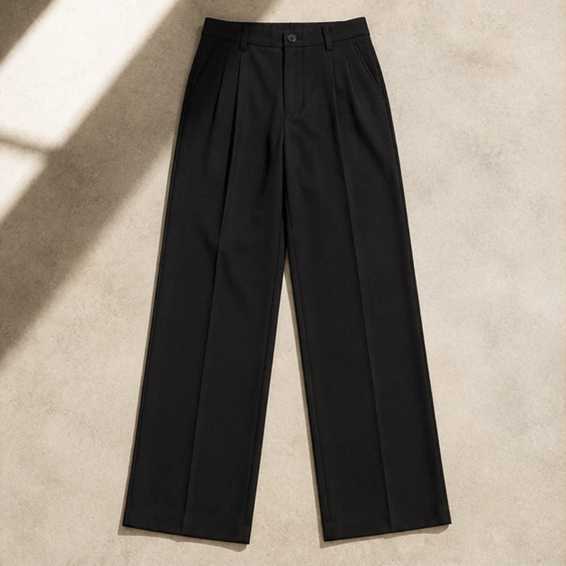 Mercer Men's Pleated Wide Straight-Leg Pants - Black - Men's Clothing > Pants > Tailored Wide-Leg Pants - Eric Muller - Image 1