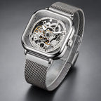 Meridian Men's Square Skeleton Watch with World Time - Silver - Accessories > Watches > Skeleton Watches - Eric Muller - Image 2