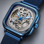 Meridian Men's Square Skeleton Watch with World Time - Blue - male - Eric Muller - Image 3