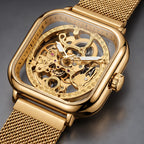 Meridian Men's Square Skeleton Watch with World Time - Gold - male - Eric Muller - Image 3