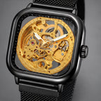 Meridian Men's Square Skeleton Watch with World Time - Black Gold - male - Eric Muller - Image 3