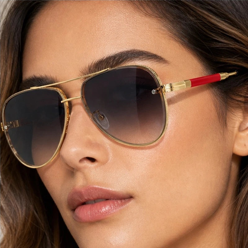 Merrin Oversized Aviator Shades - Crimson - oversized sunglasses - Eric Muller - Image 4