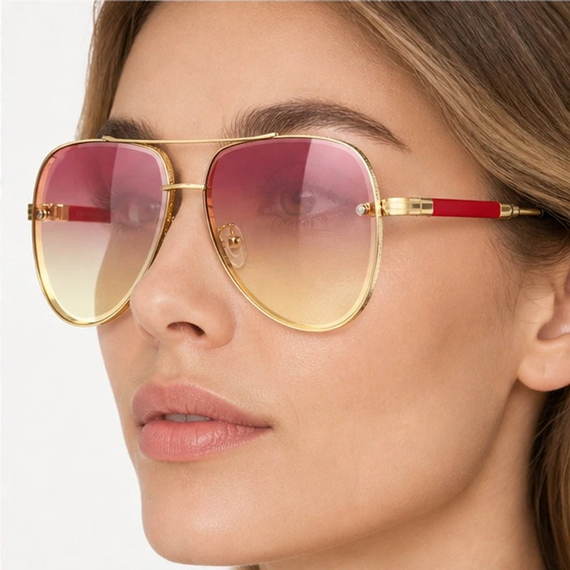 Merrin Oversized Aviator Shades - Blush - oversized sunglasses - Eric Muller - Image 4