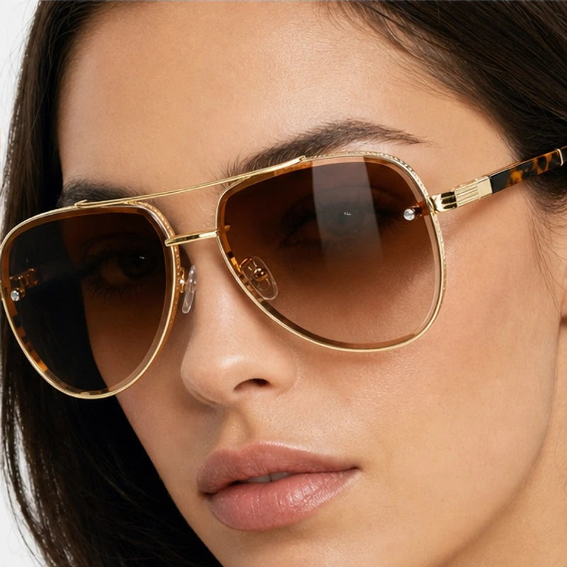 Merrin Oversized Aviator Shades - Havana - oversized sunglasses - Eric Muller - Image 4
