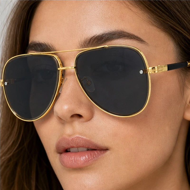 Merrin Oversized Aviator Shades - Onyx - oversized sunglasses - Eric Muller - Image 4