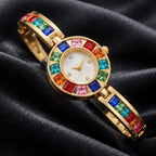 Miravelle Women's Mosaic Crystal Bangle Watch - Gold - female - Eric Muller - Image 2