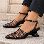 Mirena Women's Breathable Open-Weave Slingback Heels - Black - Heels - Eric Muller - Image 4