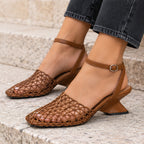 Mirena Women's Breathable Open-Weave Slingback Heels - Brown - Heels - Eric Muller - Image 4