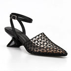 Mirena Women's Breathable Open-Weave Slingback Heels - Black - Women's Footwear > Heels > Ankle-Strap Heels - Eric Muller - Image 1