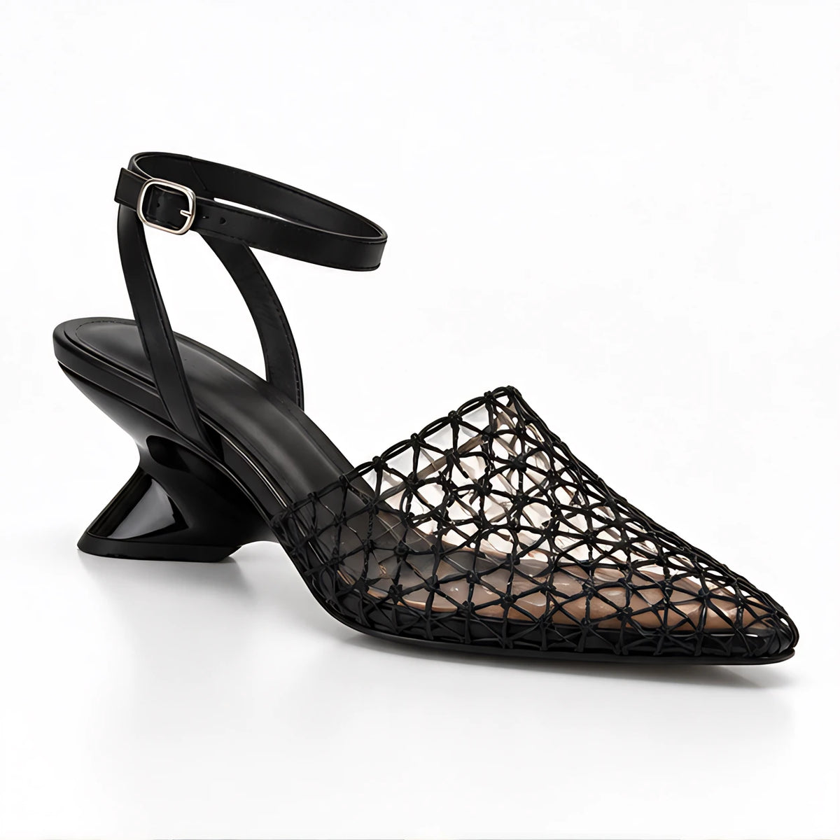 Mirena Women's Breathable Open-Weave Slingback Heels - Black - Women's Footwear > Heels > Ankle-Strap Heels - Eric Muller - Image 1