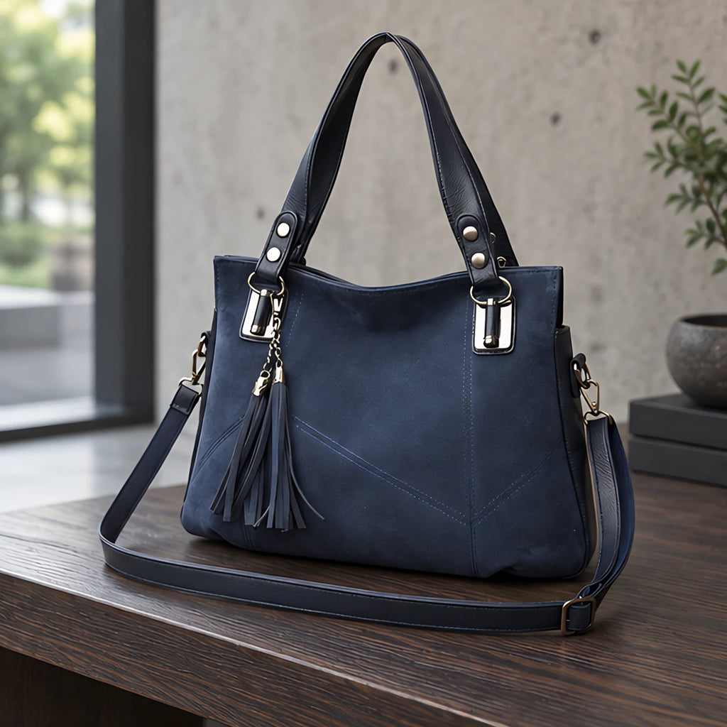 Mireya Women's Leather Shoulder Bag - Blue - Bags & Accessories > Handbags > Leather Handbags - Eric Muller - Image 2
