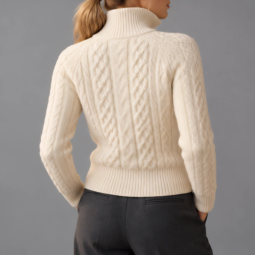 Monica Women's Cable-Knit Funnel-Neck Cardigan - Ivory - waptop - Eric Muller - Image 3