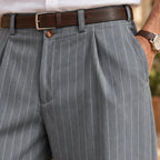 Montague Men's Linen Pinstripe Pleated Pants - Gray - Department: Men - Eric Muller - Image 3