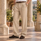 Montague Men's Linen Pinstripe Pleated Pants - Khaki - Catalog Group: Clothing - Eric Muller - Image 2