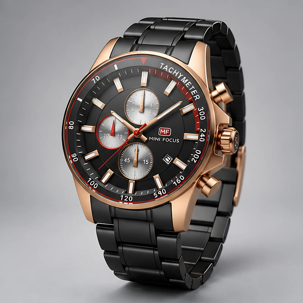 Montford Men's Quartz Chronomaster Watch 39mm - Midnight Rose Gold - Accessories > Watches > Chronograph Watches - Eric Muller - Image 1