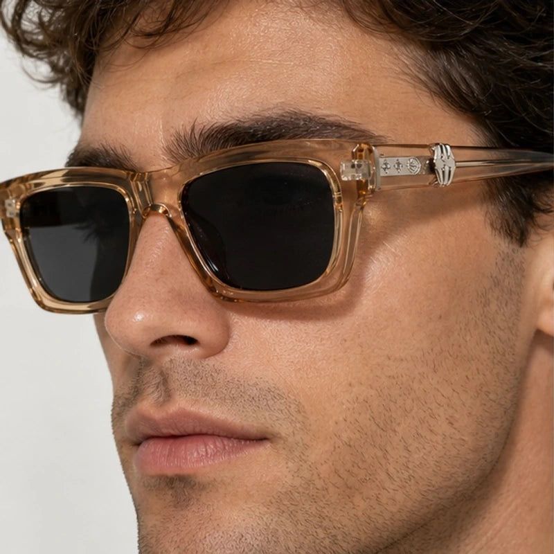 Nevra Rectangular Shades - Champagne - rectangular sunglasses - Eric Muller - Image 3