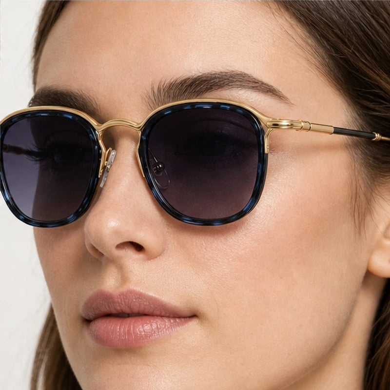 Nico Metal Shades - Blue Leopard - round sunglasses - Eric Muller - Image 3
