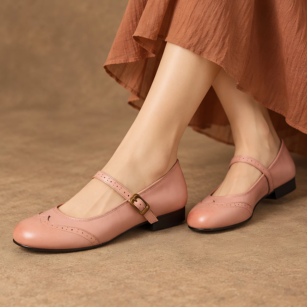 Nina Women's Low-Heel Leather Flats - Pink - Women's Footwear > Flats > Mary Jane Flats - Eric Muller - Image 4