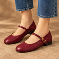 Nina Women's Low-Heel Leather Flats - Burgundy - Women's Footwear > Flats > Mary Jane Flats - Eric Muller - Image 1