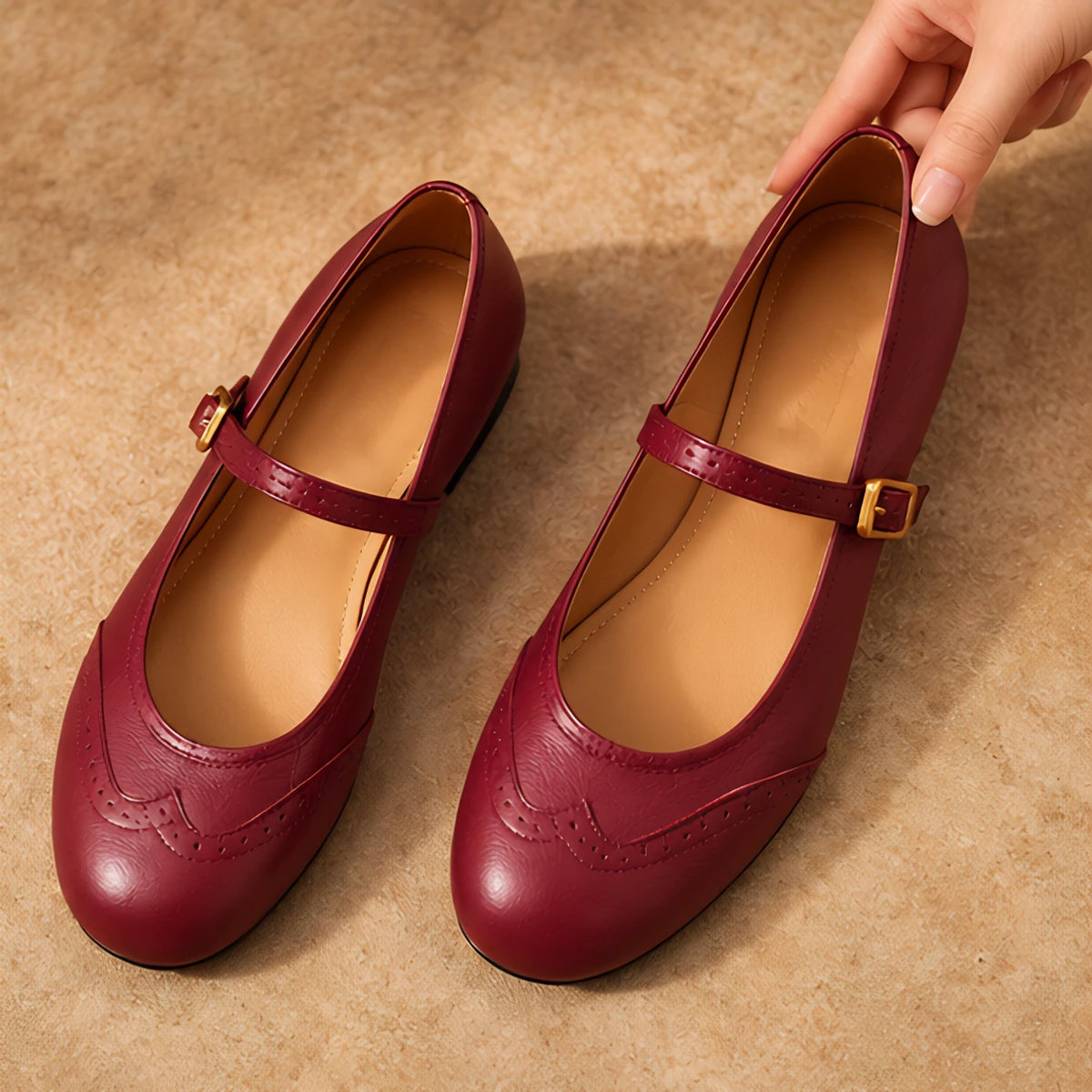 Nina Women's Low-Heel Leather Flats - Burgundy - Women's shoes - Eric Muller - Image 2
