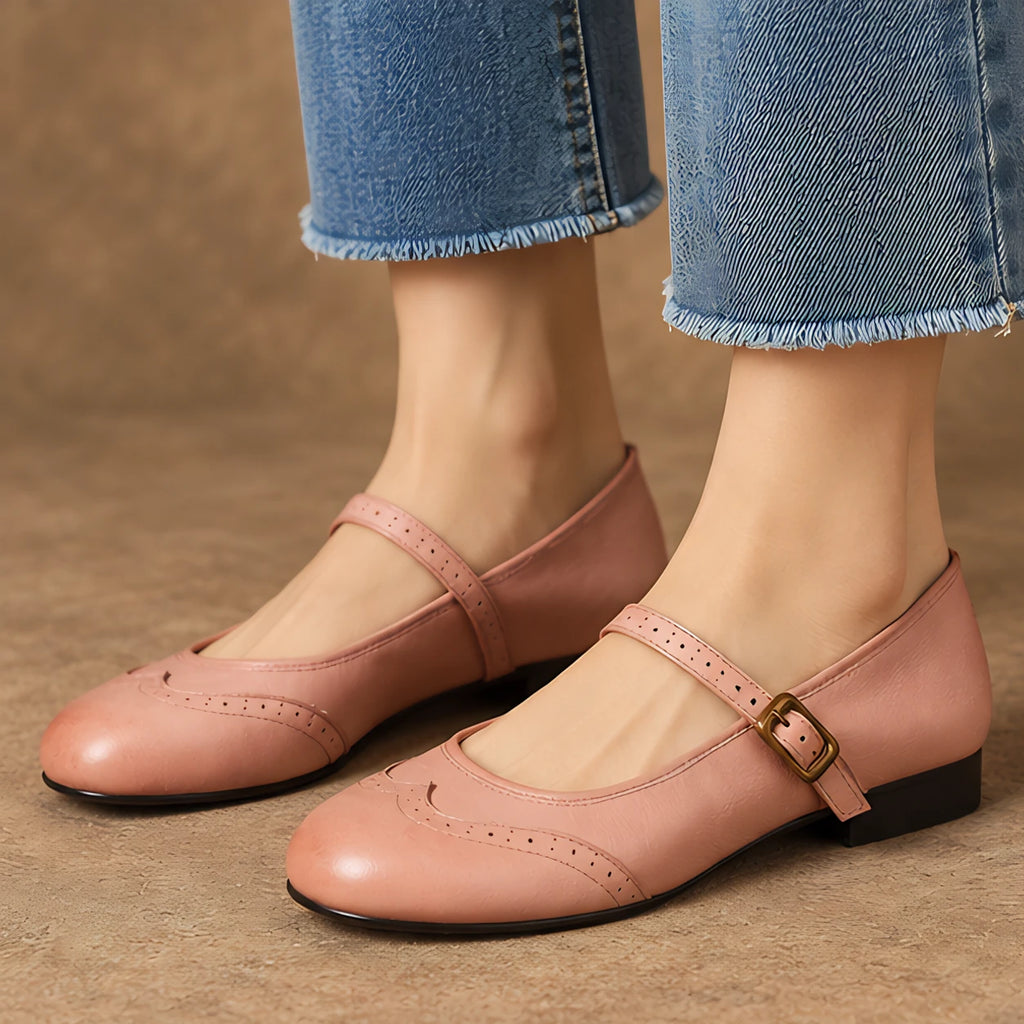 Nina Women's Low-Heel Leather Flats - Pink - Women's Footwear > Flats > Mary Jane Flats - Eric Muller - Image 1