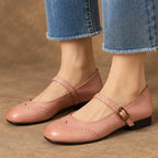 Nina Women's Low-Heel Leather Flats - Pink - Women's Footwear > Flats > Mary Jane Flats - Eric Muller - Image 1