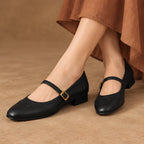 Nina Women's Low-Heel Leather Flats - Black - Women's Footwear > Flats > Mary Jane Flats - Eric Muller - Image 4