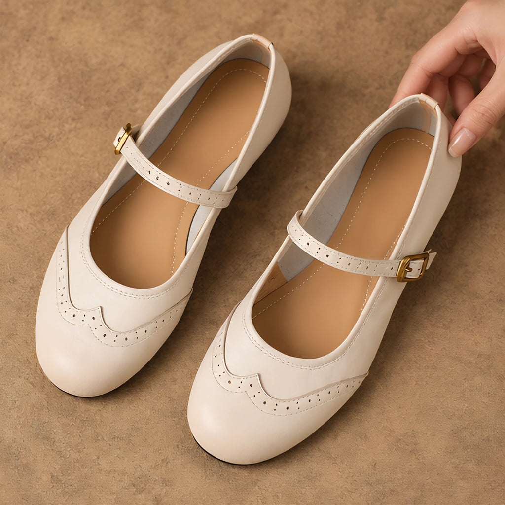 Nina Women's Low-Heel Leather Flats - Cream - Women's shoes - Eric Muller - Image 2