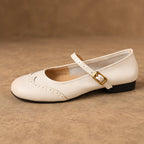 Nina Women's Low-Heel Leather Flats - Cream - female - Eric Muller - Image 3