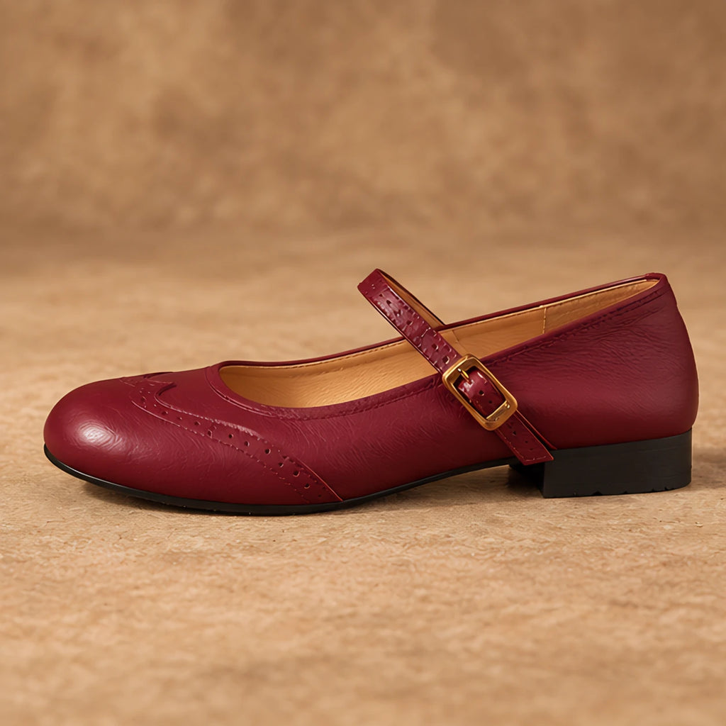 Nina Women's Low-Heel Leather Flats - Burgundy - female - Eric Muller - Image 3