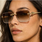 Nolan Rimless Rectangle Shades - Amber - rimless sunglasses - Eric Muller - Image 3