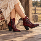Octavia Women's Double-Buckle Ankle Boots - Wine Red - booties - Eric Muller - Image 3