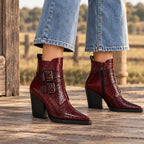 Octavia Women's Double-Buckle Ankle Boots - Wine Red - Women's Footwear > Boots > Ankle Boots - Eric Muller - Image 1