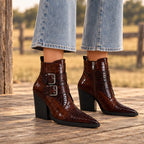 Octavia Women's Double-Buckle Ankle Boots - Brown - Women's Footwear > Boots > Ankle Boots - Eric Muller - Image 1