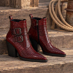 Octavia Women's Double-Buckle Ankle Boots - Wine Red - ankle boots - Eric Muller - Image 2