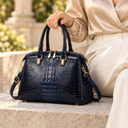 Orabella Women's Structured Croc-Embossed Leather Handbag - Marine - unisex - Eric Muller - Image 4