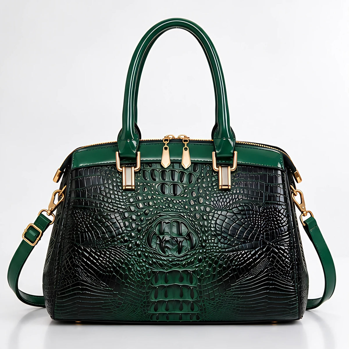 Orabella Women's Structured Croc-Embossed Leather Handbag - Verde - Men's Accessories > Handbags > Structured Handbags - Eric Muller - Image 2