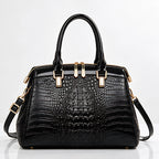 Orabella Women's Structured Croc-Embossed Leather Handbag - Jet - Men's Accessories > Handbags > Structured Handbags - Eric Muller - Image 2