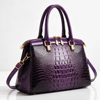 Orabella Women's Structured Croc-Embossed Leather Handbag - Amethyst - Men's Accessories > Handbags > Structured Handbags - Eric Muller - Image 1