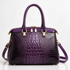 Orabella Women's Structured Croc-Embossed Leather Handbag - Amethyst - Men's Accessories > Handbags > Structured Handbags - Eric Muller - Image 2