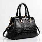 Orabella Women's Structured Croc-Embossed Leather Handbag - Jet - Men's Accessories > Handbags > Structured Handbags - Eric Muller - Image 1